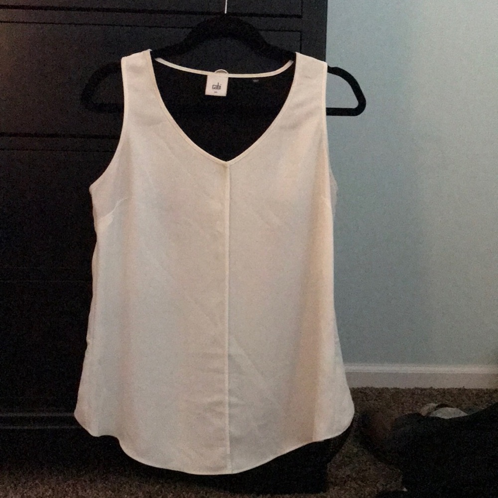 CAbi white/black blouse